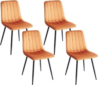 Beliani Conjunto De 4 Sillas De Comedor Moderno Patas De Hierro Terciopelo Blanco Crema Kalispell