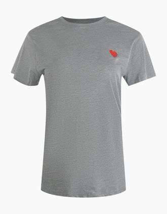 Love Moschino Womens Love Moschino Small Red Heart Logo Grey T-Shirt - Size: 10/8