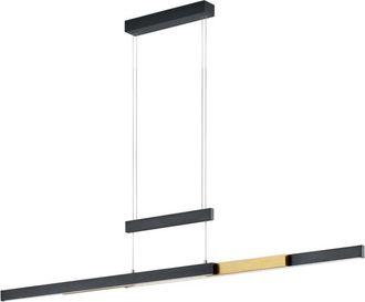 Trio Trajan Modern Office Chandelier Doble Led Touch Dimmer Negro Y Lat&oacute;n Lighting