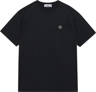 Stone Island Logo Patch T-Shirt - Heren - T-shirts - Blauw - L - Katoen - Tops