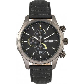 Breed Lacroix Chronograph Leather-Band Watch in Gunmetal/charcoal at Nordstrom