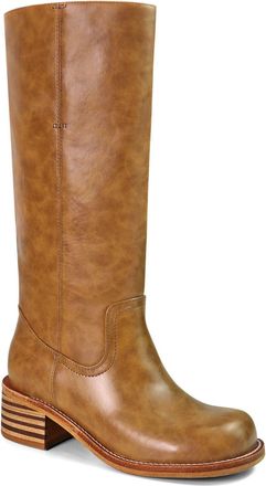 Generic Womens Knee-High Boots Faux Leather Elastic Low Heel Round Square Toe Tall Boot Wide Calf Fashion Comfortable Casual Long Boots