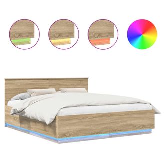 vidaXL Estructura De Cama Con Tiras Led Roble Sonoma 200 X 200 Cm Vidaxl