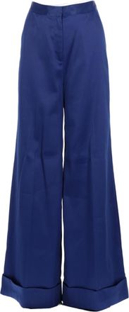 Self Portrait Wide-Leg Trousers with High Waist and Cuffed Hem