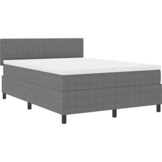 vidaXL vidaXL Box Spring Bed with Mattress&LED Light Grey 140x200 cm Corduroy Fabric