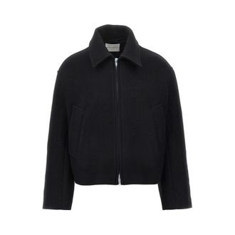 STUDIO NICHOLSON Korte jas met dubbele ritssluiting - Heren - Sweatshirts & Hoodies - Zwart - Maat: L Katoen