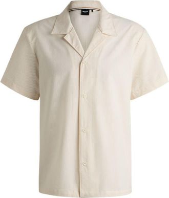 BOSS Regular-fit beach shirt in seersucker fabric