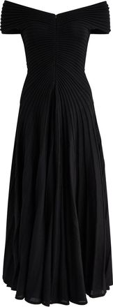 Alaia Off-the-shoulder Ribbed Wool Midi Dress - Black - 38 (UK10 / S)