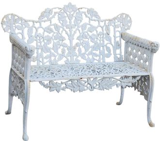 Biscottini International Biscottini - Banco De Jard&iacute;n De Hierro Fundido 110x56x86 Sof&aacute; De Exterior Banco Liberty Con Reposabrazos Silla De 2 Plazas Banco De Hierro