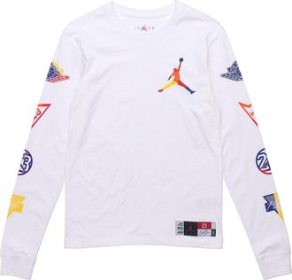 Nike Jordan Mens Air Jordan Logo Printing Round Neck Pullover Long Sleeves White DA6763-100
