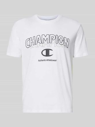 Champion T-Shirt mit Label-Print und Rundhalsausschnitt in Weiss, Gr&ouml;&szlig;e XXL