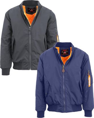 Spire by Galaxy Mens Heavyweight MA-1 Bomber Flight Jacket - 2 Pack
