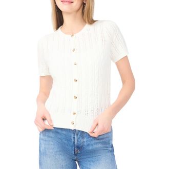 Ted Baker Short Sleeve Pointelle Knit Sweater in New Ivory at Nordstrom Rack, Size X-Small