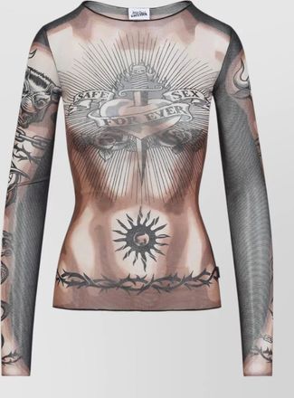 Jean Paul Gaultier printed mesh long-sleeve top
