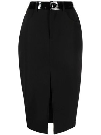 Liu Jo front-slit pencil skirt - women - Spandex/Elastane/Polyester - 44 - Black