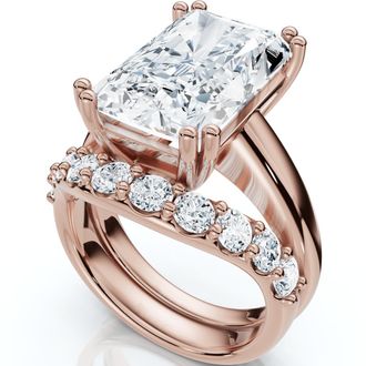 Pompeii3 Certified 8Ct Radiant Cut Diamond Engagement Ring Set 14k Gold Lab Grown