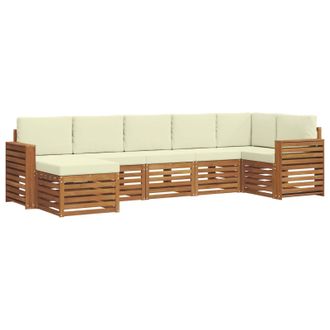 vidaXL Conjunto De Sof&aacute; Seccional Con Coj&iacute;n 7 Pcs Natural Y Crema Vidaxl
