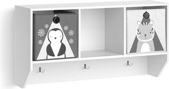 Vicco Estante De Pared Para Habitaci&oacute;n Infantil Luigi, Blanco, 107.2 X 56 Cm Con 2 Cajas Plegables Opt.1, Vicco