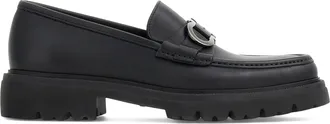 Ferragamo Chunky Rubber Sole Loafers with Silver-tone Buckle Detail