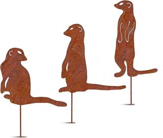 OEM Estatuas De Jard&iacute;n De Metal, Animales Oxidados, - 3 Suricatas