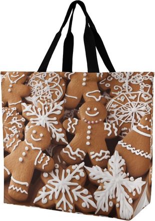 Generic Gingers Bread Grocery Bag Large Capacity Women Handbag Durable Handbags For Travel Casual Daily Use