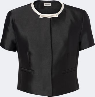 SIMKHAI Naelle bow-detail cropped satin top