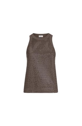 Brunello Cucinelli Dazzling Embroidery top in Brown at Nordstrom, Size Xx-Small Eu