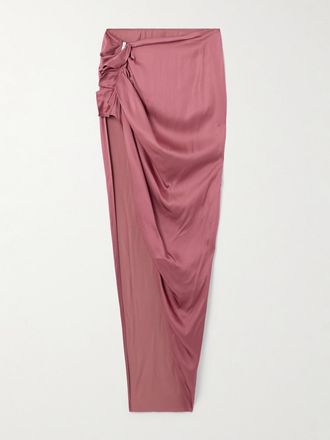 Rick Owens Gonna Maxi Asimmetrica In Raso Drappeggiato Edfu - Rosa