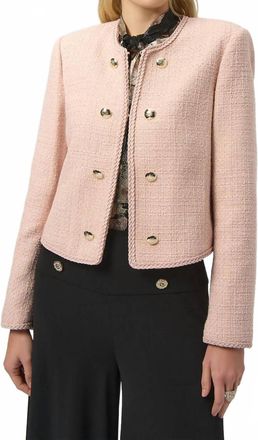 Joseph Ribkoff Long Sleeves Boucl&eacute; Collarless Jacket In Rose