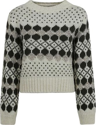 Max Mara Jacquard Wol en Kasjmier Trui - Dames - Ronde hals truien - Veelkleurig - L - Wol - Truien & Vesten