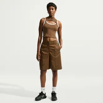Nike Womens Naomi Osaka Loose Mid-Rise Shorts in Brown | IO5811-235