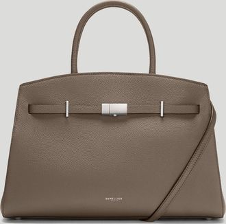 DeMellier The Midi Hudson in Dark Taupe Small Grain Leather Crossbody bag
