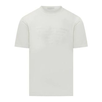 Emporio Armani Jersey T-shirt met tonale logo-inleg - Heren - T-shirts - Wit - M - Katoen - Tops