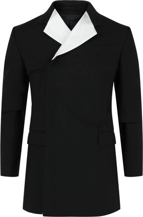 Ferragamo Womens Silk Trimmed Double-Breasted Blazer In Black