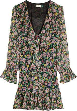 Rixo Rixo Shalyn Floral Chiffon Mini Dress - Black - 16 (UK 16 / XL)