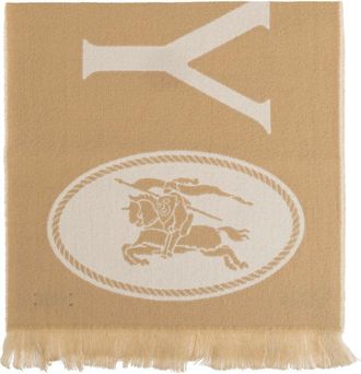 Burberry Winter Scarves, unisex, Beige, Size: ONE SIZE Logo Wool Scarf