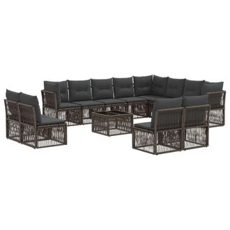 vidaXL Conjunto De Sof&aacute;s De Jard&iacute;n 13 Pcs Gris Rat&aacute;n Sint&eacute;tico Vidaxl