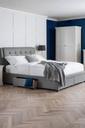 Julian Bowen Fullerton Upholstered Storage Bed with 4 Drawers in Grey | Size: King