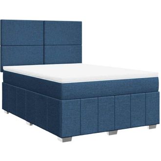 vidaXL Cama Box Spring Con Colch&oacute;n Tela Azul 140x190 Cm Vidaxl