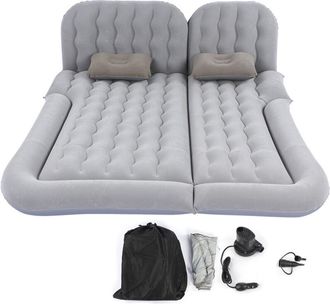 OEM Colch&oacute;n De Viaje Inflable Multifuncional 2 En 1, Coj&iacute;n De Descanso De Pvc Suave Y Flocado Para Coche/suv, Color Gris