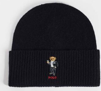 Polo Ralph Lauren berretto in maglia con logo orso nero