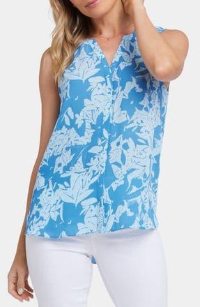 NYDJ Print Pleat Back Sleeveless Split Neck Blouse in Bellavista at Nordstrom Rack, Size Xx-Small