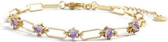 Mint & Lily Paperclip Bracelet with Gemstone Accents in June Alexandrite /7.5 at Nordstrom
