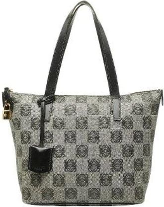 Loewe Pre-owned Handbags, female, Gray, Size: ONE SIZE Pre-owned Anagram PVC Tote Bag