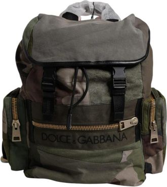Dolce & Gabbana Camouflage Patchwork School Rugzak Tas - Heren - Rugzakken - Groen - ONE Size - Katoen - Tassen