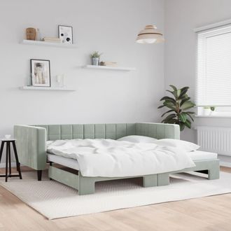 vidaXL Sof&aacute; Cama Nido Terciopelo Gris Claro 100x200 Cm Vidaxl
