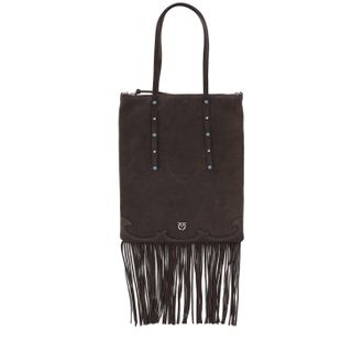 Pinko Suede Shopping Bag With Fringes