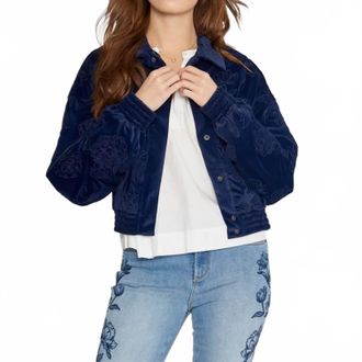 Free People Detroit Velvet Etched Bomber Jacket In One Color