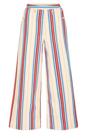 Ichi Iherina Pleated Stripe High Waist Pants in Blue And Red Stripe at Nordstrom, Size 10 Us