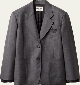 Miu Miu Long-Sleeve Oversized Blazer Jacket